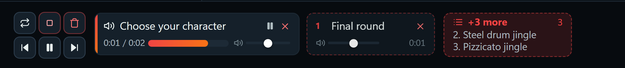 The Now Playing bar in the Lava theme, red to orange